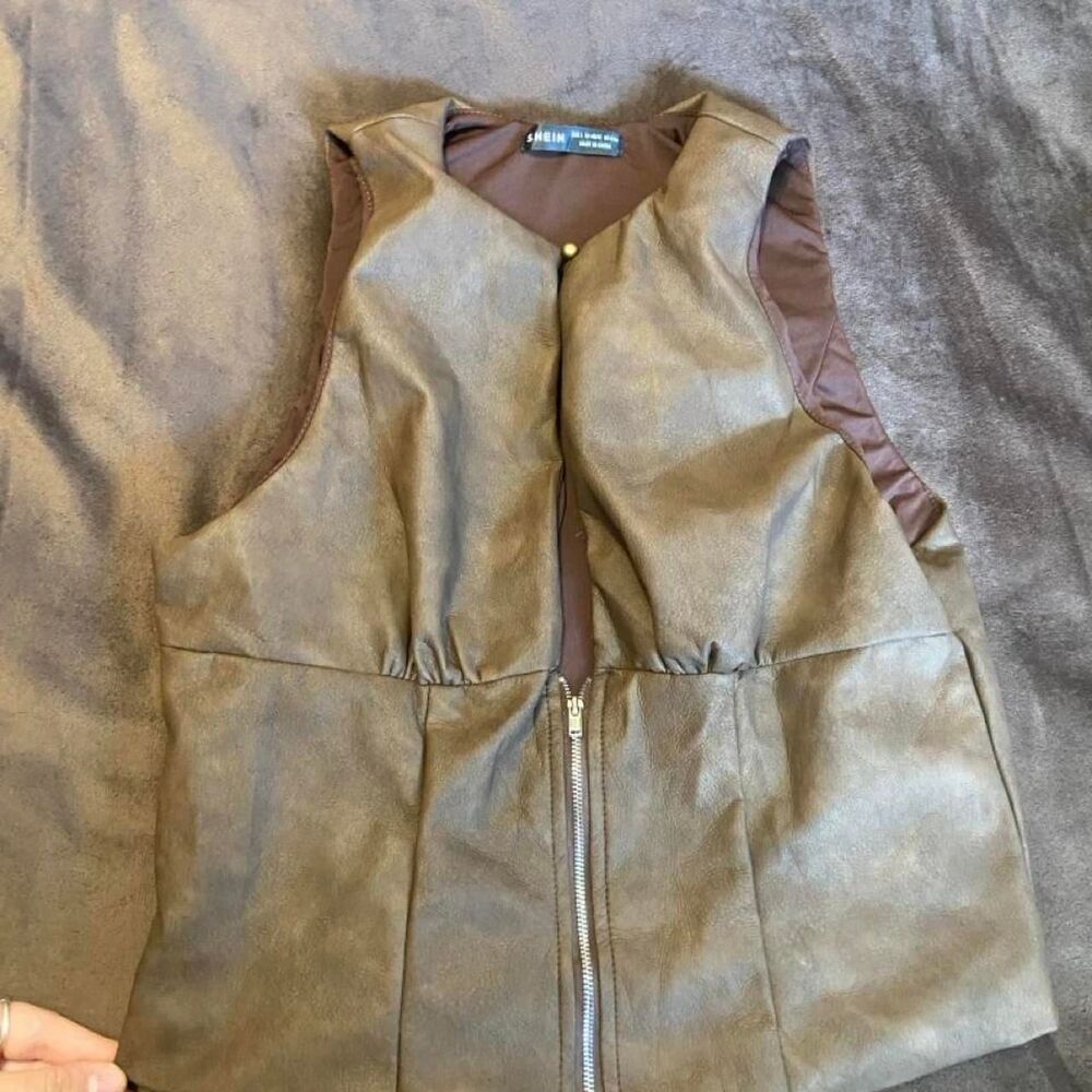 Brown Leather Top Size L